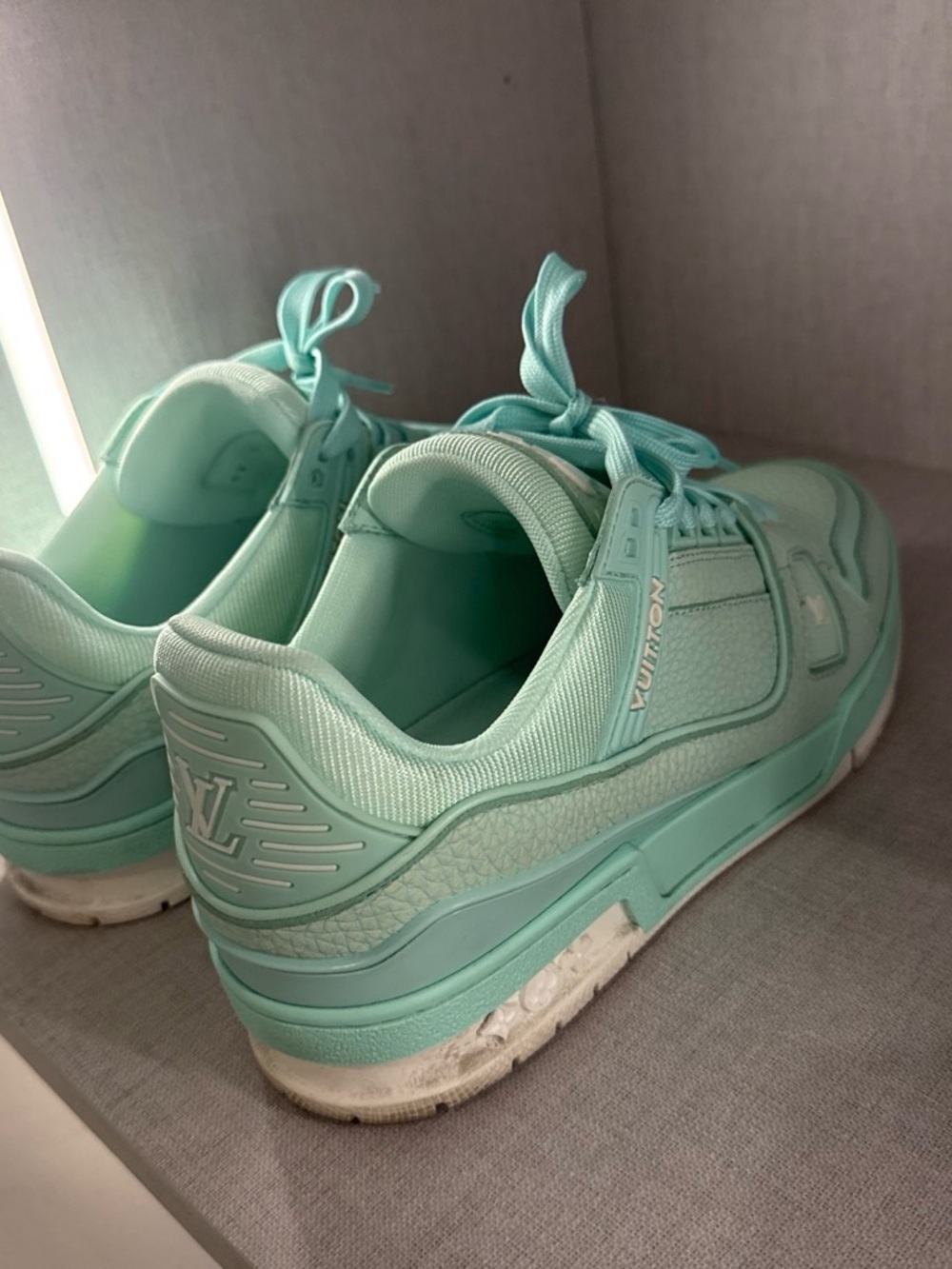 Louis Vuitton Mint Teal Trainer Sneakers - Women's